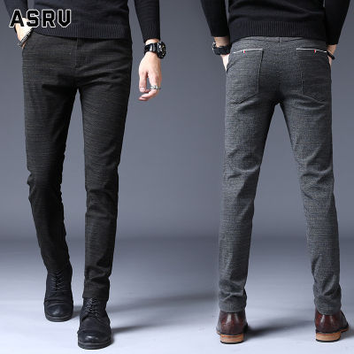 ASRV กางเกงยีนส์ชาย กางเกงขายาว ชาย กางเกงยีนส์ผู้ชาย jeans for men ฉบับภาษาเกาหลีผ้าฝ้ายผ้าป่านสำหรับผู้ชาย,ขนาดเล็กแฟชั่นพื้นกางเกงขายาวแบรนด์น้ำยืดหยุ่นกางเกงขายาวลายสก๊อตบางสำหรับกางเกงลำลองกางเกงขนสัตว์