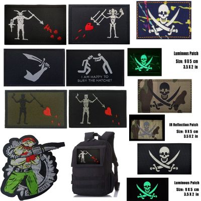 【YF】 Pirate HOOK Embroidery Badge In Dark Armbands Reflective Patches for Backpacks Caps