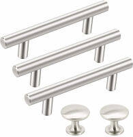 Drawer Pulls and Knobs (36 Pack) SUNRIVER Cabinet Handles Brushed Nickel 26 Pack Kitchen Cabinet Pulls 10 Pack Cabinet Knobs 3" Hole Centers Cabinet Hardware Stainless Steel for Bathroom Cupboard Door Handle pulls and knobs Type 2: 3 Inch Hole/26pcs