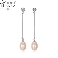 Natural Freshwater Pearl Hook Earrings for Women Real 925 Sterling Sliver Long Earring 8-9mm Simple Fine Jewelry for Party Trend