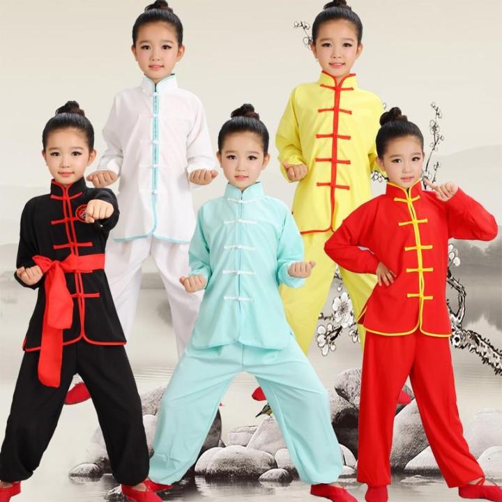ชุดวูซูสำหรับเด็กชุดเชียร์ลีดเดอร์กังฟูเสื้อผ้าแขนสั้นนักเรียนไทชิ