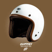 MOTOTWIST หมวกกันน็อคแบรนด์ไทยงานคุณภาพ รุ่น ODYSSEY สีขาว น้ำตาลเดินด้าย ไซส์ S-XXL