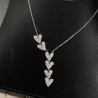 High-End Luxury Full Diamond Y-Shaped สร้อยคอ Niche Design Heart-To-Heart จี้สร้อยคอหญิงวันเกิดเครื่องประดับ Gift