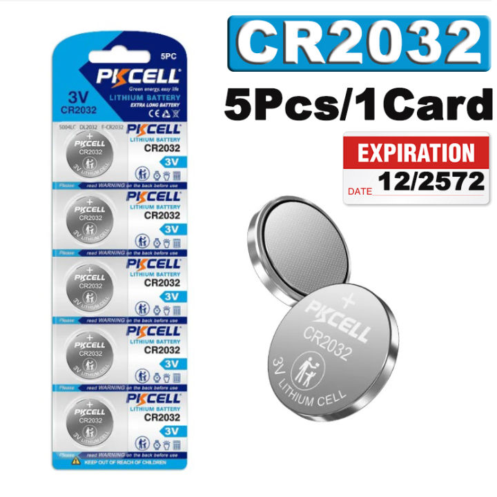PKCELL CR2032 CR2032 Batteries ECR2032 DL2032 3V Lithium Batteries  (5pc/1card)