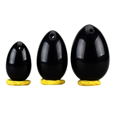 Drilled Yoni Eggs From Natural Black Obsidian Stone Jade Eggs Ben Wa Ball for Pelvic Floor Vaginal Muscle Bladder Control
