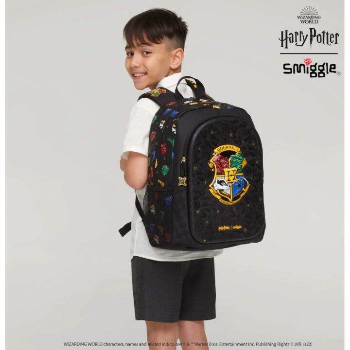 กระเป๋าเป้สะพายหลัง ลาย Smiggle Harry Potter สีดํา สไตล์คลาสสิก