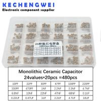 24values*20pcs =480pcs Monolithic Ceramic Capacitor 10pF~10uF,ceramic capacitor Assorted Kit + BOX