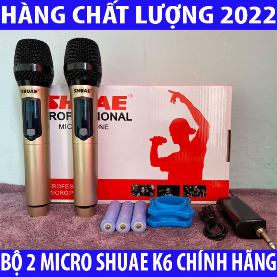 Micro, bộ 2 micro karaoke đa năng gía rẻ , nơi bán mic shuae k6 giá rẻ - ảnh sản phẩm 1
