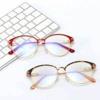 Kachawoo womens round glasses anti blue light metal optical glasses frame half men blue black pink birthday presents ladies