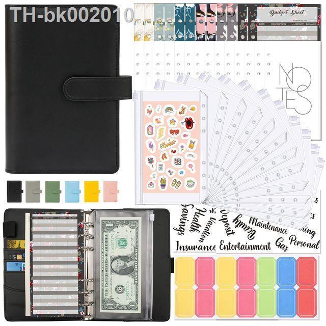 a6-binder-budget-planner-notebook-covers-folder-a6-size-6-hole-binder-pockets-plastic-binder-zipper-money-saving-envelope