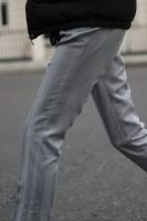 Sheet pants (Night Grey) - กางเกงเอวสูงสีเทาผ้าลายทางในตัว