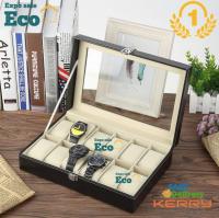 Eco Home Watch Box กล่องใส่นาฬิกา กล่องนาฬิกา 12 เรือน ฝากระจก - Black