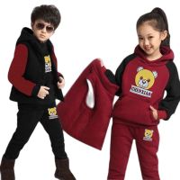 New Baby Girls Christmas Clothing Sets Boy Kids Warm Clothes Sets Children Winter Thin Velvet Sport 3 Pcs Sets CLothes