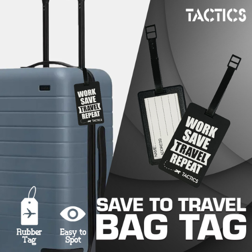 Tactics Save to Travel Bag Tag Luggage Tags Suitcase Label Bag Travel Accessories (E148) Black
