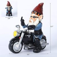 Dwarf Motorcycle Riding Statue White Beard Gnome Sculpture Resin Crafts Outdoor Yard Lawn Ornament Garden Decor Home Decoration