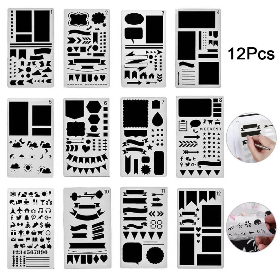 20 Pcs Bullet Journal Stencil Plastic Planner Set for DIY Drawing