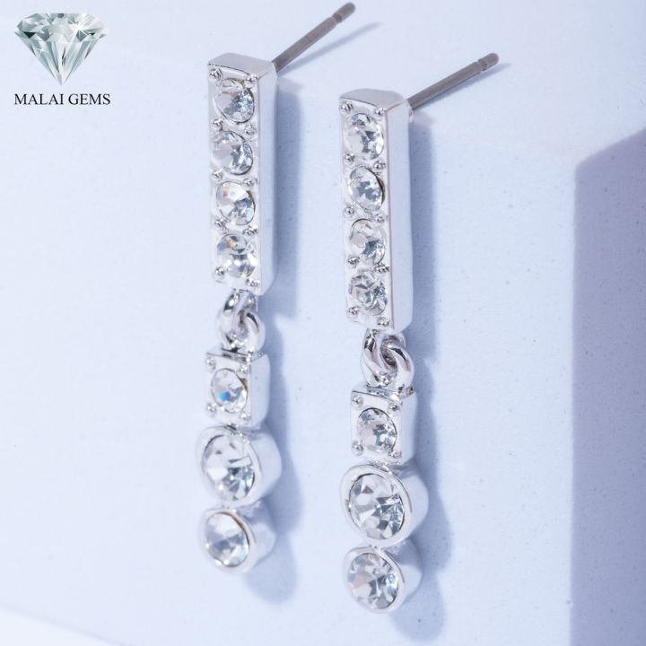 malai-gems-ต่างหูเพชร-เงินแท้-silver-925-เพชรสวิส-cz-เคลือบทองคำขาว-รุ่น21006141-แถมกล่อง-ต่างหูcz-ต่างหูเงินแท้