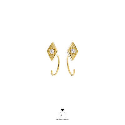 Haus of Jewelry - SELENE KITE EARRINGS ต่างหูเงินแท้ ประดับเพชรคิวบิกเซอร์โคเนีย (Cubic Zirconia)