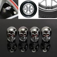 4Pcs Silver Car Tire Valve Stems Cap Skull Style Tire Valve Cap Aluminum Tire Wheel Stem Air Valve Cap For US Schrader Classic Valve Stems  Caps  Adap