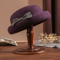 Chic Curl Brim Bowknot Fedora Mother Winter Party Felt Hat Ladies High Quality 100 Wool Beret