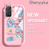 เคส Chenyyka สำหรับ Xiaomi Redmi Note 11 Pro Note 5G 11e Note Pro เคสการ์ตูนรูปโบว์มอนสเตอร์น้อยโดราเอมอนสเตอร์ตัวน้อยเคสนิ่มกันรอยขีดข่วนเคสโทรศัพท์โปร่งใสฝาครอบป้องกันเลนส์กล้องถ่ายรูป TPU ซิลิกาเจล