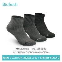 {Sock Shop} Biofresh RMSKG18ผู้ชายซับเหงื่อผ้าฝ้ายหนาถึงข้อเท้าถุงเท้ากีฬา3คู่ในหนึ่งแพ็ค