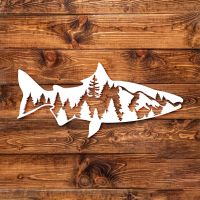 【CC】 Fishing Mountain Car Sticker Computer Laptop Stickers Exterior Accessories Decorations Window Die Cutting Vinyl Decals