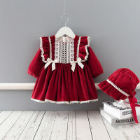 Winter Baby Girls Dress Velvet Thicken Dress Princess Dress+Hat Girls Kids Christmas New Year Clothes