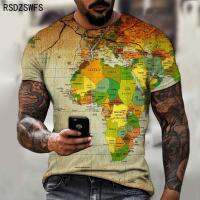 Street map pattern mens T-shirt retro trend fashion new clothing Versatile top European map design Tees Size XXS-5XL