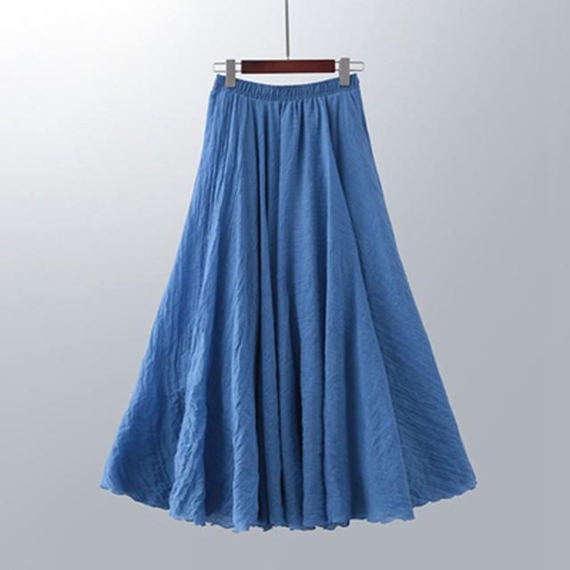 cc-cotton-skirt-womens-elastic-waist-pleated-beach-skirts-boho-saia-feminina-faldas-jupe