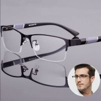 【cw】 High Quality Men Business Reading Glasses Half Frame Eye Protection Anti-Blue Light Eyeglass Vintage Ultra Light Office Eyewear ！