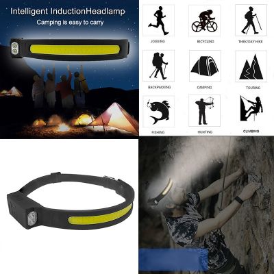 Silicone Sensor Headlamp Flashlight Sensor USB Rechargeable Silicone Headlamp with Built-in Battery Strong Light Head Torch
