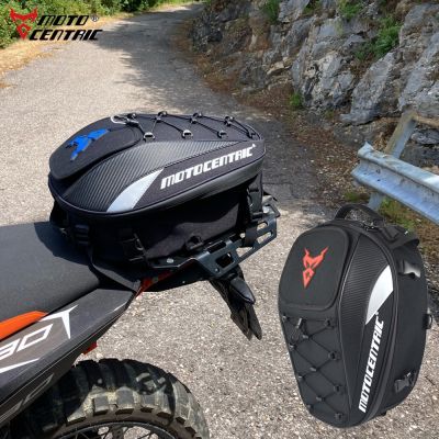 ♀✻❈ MOTOCENTRIC Waterproof Motorcycle Tail Bag Multi-functional Durable Rear Seat Bag 37L High Capacity Rider Helmet Backpack