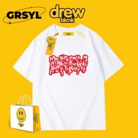 GRSYL เสื้อยืดแขนสั้นพิมพ์ลายตัวอักษร Drew Justin Bieber แฟชั่นสีชมพู