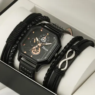 Mens watch bracelet on sale combo