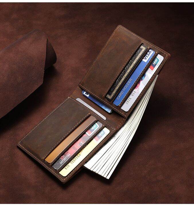 layor-wallet-กระเป๋าสตางค์หนังม้าบ้าสำหรับผู้ชายวินเทจหนังแท้ผู้ชายกระเป๋าสตางค์คาวบอยหนังด้านบนบางที่จะใส่