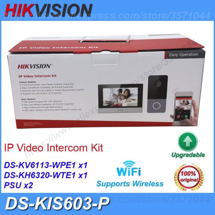 Hikvision DS-KIS603-P IP Video Intercom Kit DS-KV6113-WPE1 DS-KH6320 ...