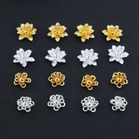 10Pcs ลูกปัดโลหะหมวกทองแดง Spacer ลูกปัดดอกไม้ฐาน Cabochon คัฟลิ้งถาด DIY เครื่องประดับต่างหูอุปกรณ์เสริม