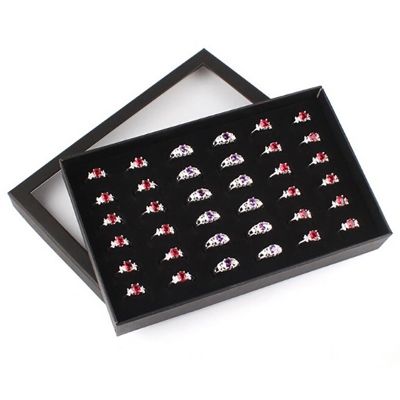1 Pcs Exquisite Practical Fine 36 Slots Ring Storage Ear Display Box Jewelry Organizer Holder Transparent Window Show Case
