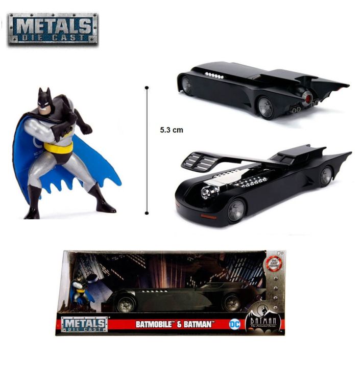 โมเดลรถของเล่น-jada-toys-no-30916-batman-the-animated-series-batmobile-อัตราส่วน-1-24-พร้อมฟิกเกอร์-batman-รถเหล็ก-สวยสมจริงน่าเก็บ-สะสม