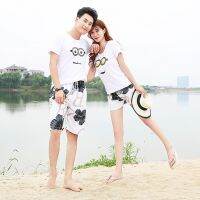 Couple beach pants seaside vacation quick-drying loose plus size shorts men and women swimming hot spring big pants Swimwear