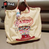 Japanese Women girl Sweet Cartoon embroidery Nylon Shoulder Bags Handbag tote Fashion Female Large capacity Cloth Shopping bags