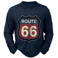 Vintgae Route 66 Logo 3d Print Summer Mens O-Neck T-shirt Casual Long Sleeve Oversized T Shirt Fashion Pullover Men Clothing