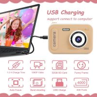 ZZOOI HD Children Digital Camera 2.4 Inch Childrens Mini Camera 4X Zoom Video Camera Toy 20 Megapixel Front and Rear Dual Lenses Sports &amp; Action Camera