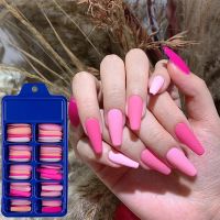 100 PCS False Nails Matte Acrylic Full Cover Nails Long T Coffin Mix Color Nail Extension Press On Artificial Manicure Tools