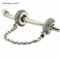 Pave Inspiration Safety Chain Sterling Silver Jewelry For Beaded Chain Bracelets &amp; Bangles Woman DIY Beads For Jewelry Making