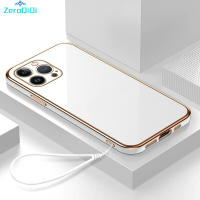 เคสโทรศัพท์ ZeroQiQi สำหรับ iPhone 15 Plus 15 Pro 15 15 Pro Max ฟรีสายคล้องนิ่มลายขอบสี่เหลี่ยมดั้งเดิมเคสชุบเคสโทรศัพท์เคสโทรศัพท์นิ่มหรูหรา