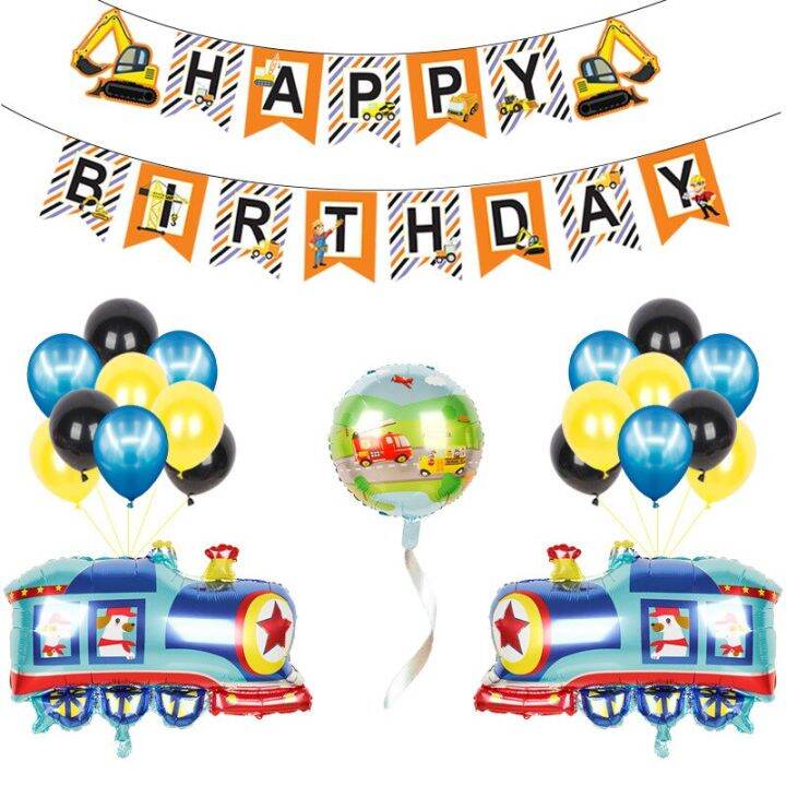 Traffic Birthday Decorations Train School Bus Fire Truck Balloons Kids ...