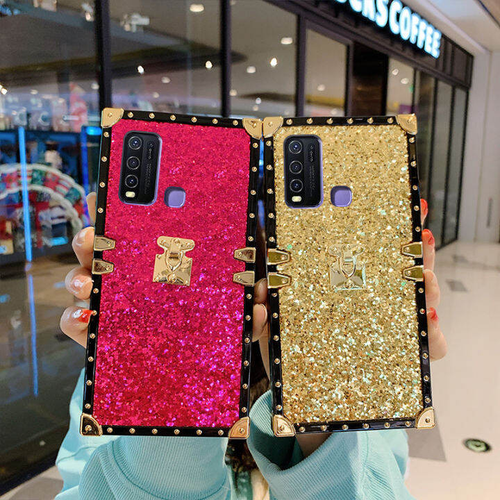 jiefie-เคสมือถือสำหรับ-vivo-y30-vivo-y50-vivo-y30i-vivo-y76-vivo-y76s-y72เคสโทรศัพท์กรอบกรอบตอกหมุดแบรนด์กระแสแฟชั่นแวววาว