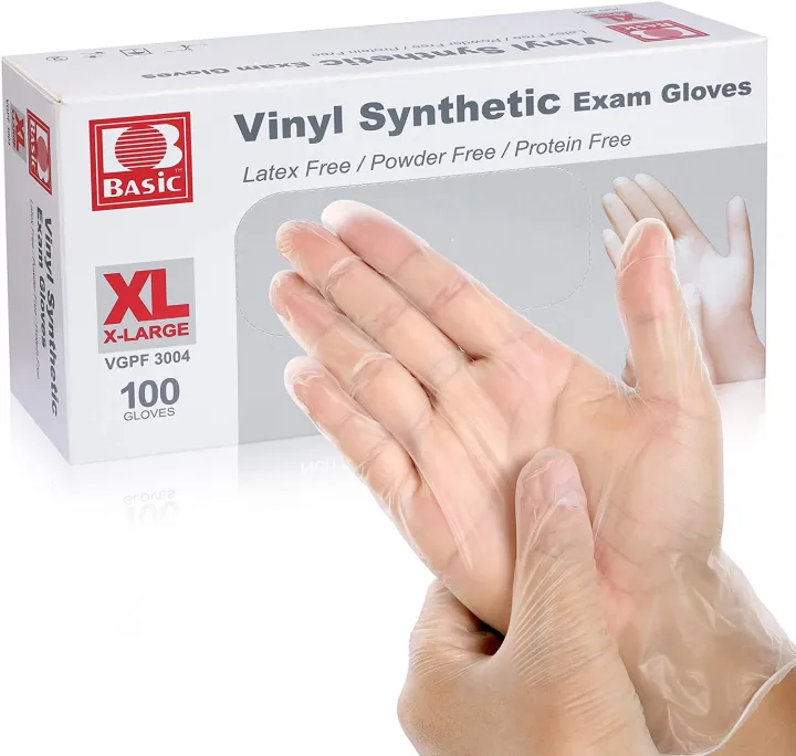 Basic Medical Clear Vinyl Exam Gloves LatexFree & PowderFree , X